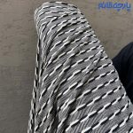 پارچه پاییزه و زمستانه بافت زنجیری سرمه ای سیر و سفید کره ای