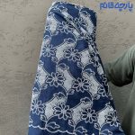 پارچه بهاره و تابستانه وال خامه دوزی گل درشت زمینه سرمه ای کد 3088