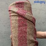 پارچه پاییزه و زمستانه بافت طرح راه راه درشت رنگ خردلی قرمز