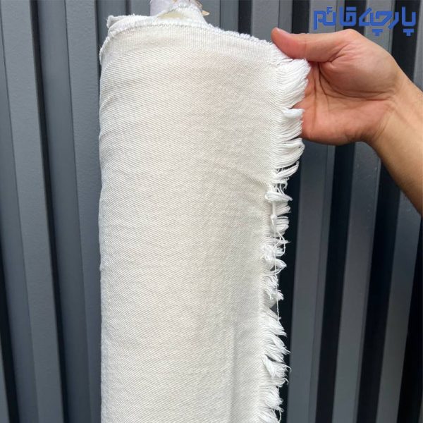 پارچه جین رنگ سفید سنگشور شده کج راه