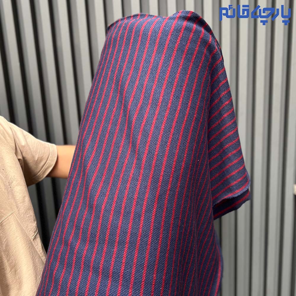 پارچه پاییزه و زمستانه بافت نارنجی و سبز چهارخانه ۲ رو کره ای
