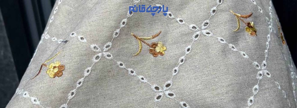 پارچه بهاره تابستانه طرح دار گل ریز طلایی مخصوص رو مایویی
