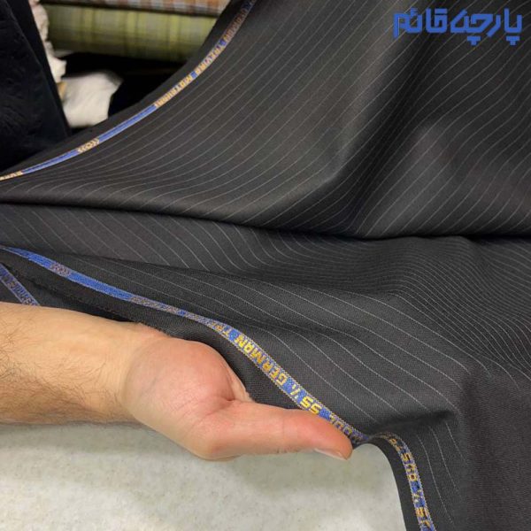 پارچه مردانه فاستونی دیپلمات مطهری مشکی راه سفید ۴۵ :۵۵ درصد پشم و ترویرا