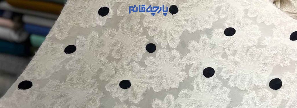 پارچه نخ گل دار سفید