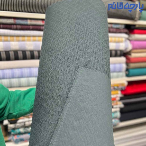 پارچه بهاره و تابستانه+ (پاییزه) لینن کره ای رنگ سبز یشمی تیره درباری.