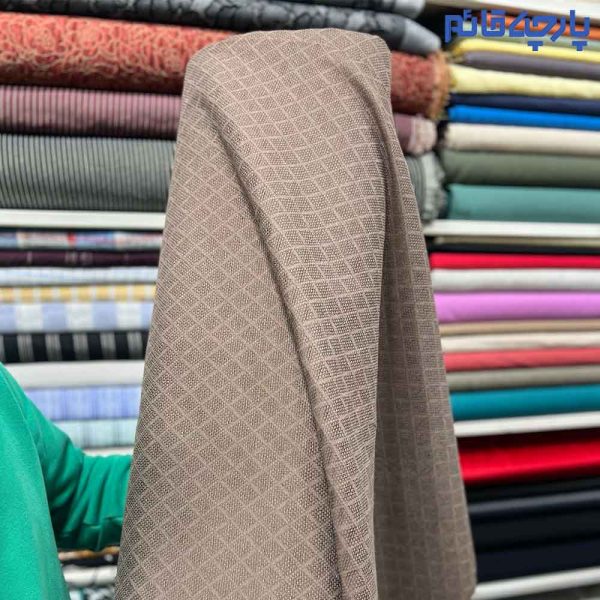 پارچه بهاره و تابستانه+ (پاییزه) لینن کره ای رنگ قهوه ای نسکافه ای ۲ رو