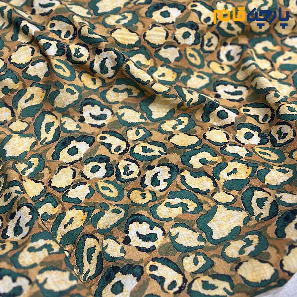 Italian Patterned Linen Fabric, Tiffany Green Background