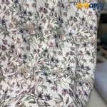 Italian Patterned Linen Fabric White Background Floral Line