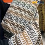پارچه بهاره و تابستانه میسونی بهاره رنگ‌ کرم نسکافه ای و طوسی