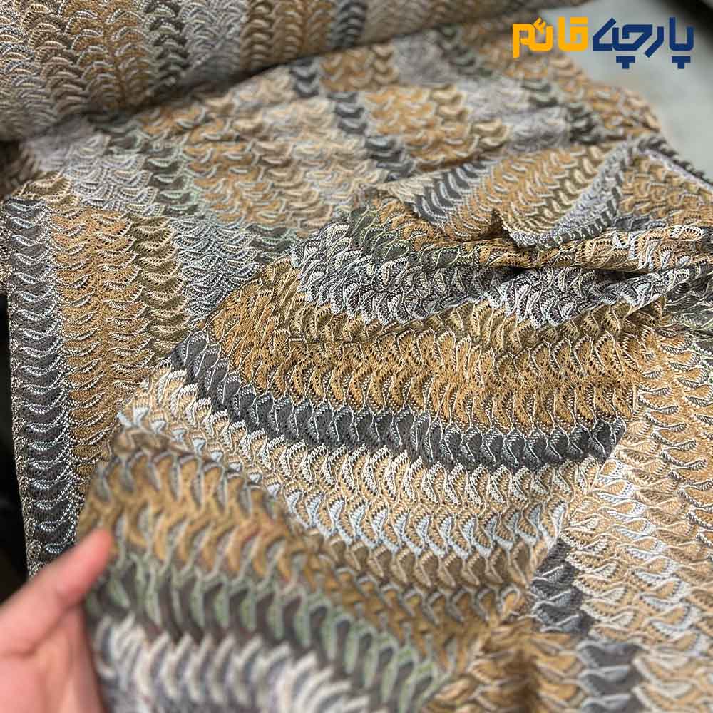 پارچه بهاره و تابستانه میسونی بهاره طرح خاص رنگ طوسی و کرم و سبز .