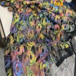 Missoni Spring and Summer Fabric, Colorful Circle Design, Black Background