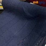 پارچه بهاره و تابستانه وال خامه دوزی کره ای رنگ سرمه ای طرح خطی خاص