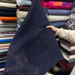 پارچه بهاره و تابستانه وال خامه دوزی کره ای رنگ سرمه ای طرح مربعی کوچک