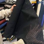 پارچه بهاره و تابستانه وال خامه دوزی کره ای رنگ مشکی پر رنگ طرح مربعی کوچک.