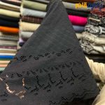 پارچه بهاره و تابستانه وال خامه دوزی کره ای رنگ مشکی یک طرف حاشیه ..