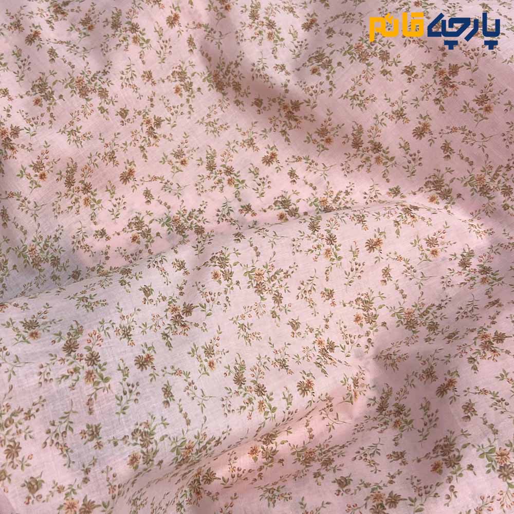 پارچه بهاره و تابستانه وال طرحدار کره رنگ صورتی روشن گل ریز