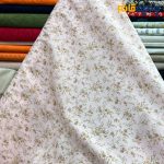 پارچه بهاره و تابستانه وال طرحدار کره رنگ صورتی روشن گل ریز