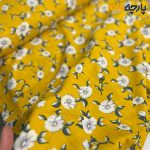 پارچه بهاره و تابستانه وال طرحدار کره زمینه زرد گل سفید