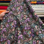 پارچه بهاره و تابستانه وال طرحدار کره زمینه قهوه ای سوخته گل ریز رنگی رنگی