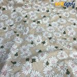 پارچه بهاره و تابستانه وال طرحدار کره زمینه کرم روشن گل سفید