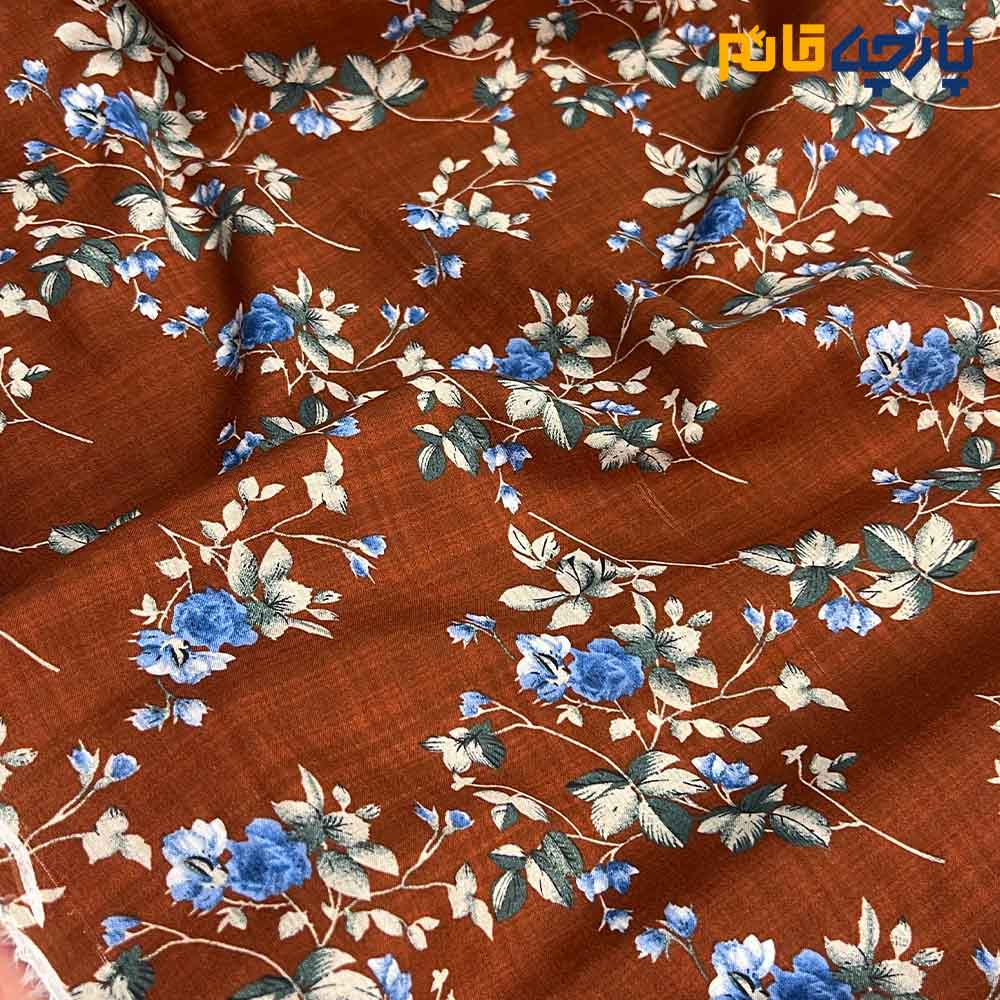 پارچه بهاره و تابستانه وال طرحدار کره قهوه ای آجری گل رنگی