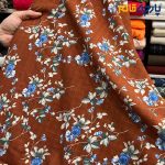 پارچه بهاره و تابستانه وال طرحدار کره قهوه ای آجری گل رنگی
