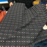 پارچه بهاره تابستانه لینن طرحدار کوک دوزی ۲ رو رنگ مشکی عرض ۱۵۰
