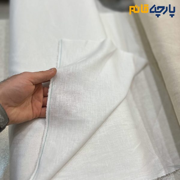 پارچه بهاره تابستانه لینن ایتالیایی رنگ سفید