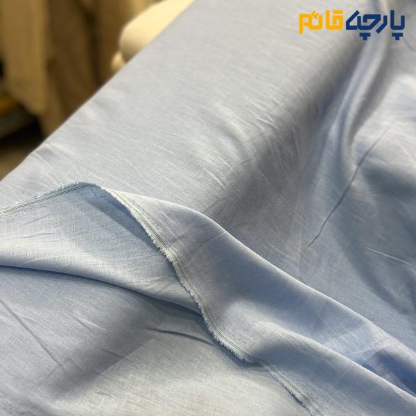 پارچه بهاره تابستانه لینن ایتالیایی رنگ کرم سبز آووکادویی خاص