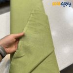پارچه بهاره تابستانه لینن ایتالیایی رنگ کرم سبز آووکادویی خاص2