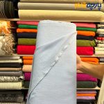 پارچه بهاره تابستانه لینن ایتالیایی رنگ کرم سبز آووکادویی خاص