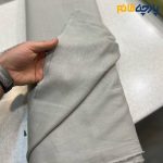 پارچه بهاره تابستانه لینن ایتالیایی رنگ کرم طوسی روشن2