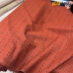 پارچه بهاره تابستانه لینن طرحدار کوک دوزی ۲ رو رنگ آجری برنزی