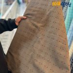 پارچه بهاره تابستانه لینن طرحدار کوک دوزی ۲ رو رنگ قهوه ای نسکافه ای متوسط 1