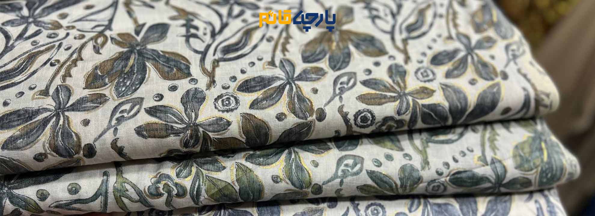 پارچه_نخی_باتیک_هندی_گل_خردلی_طوسی_2