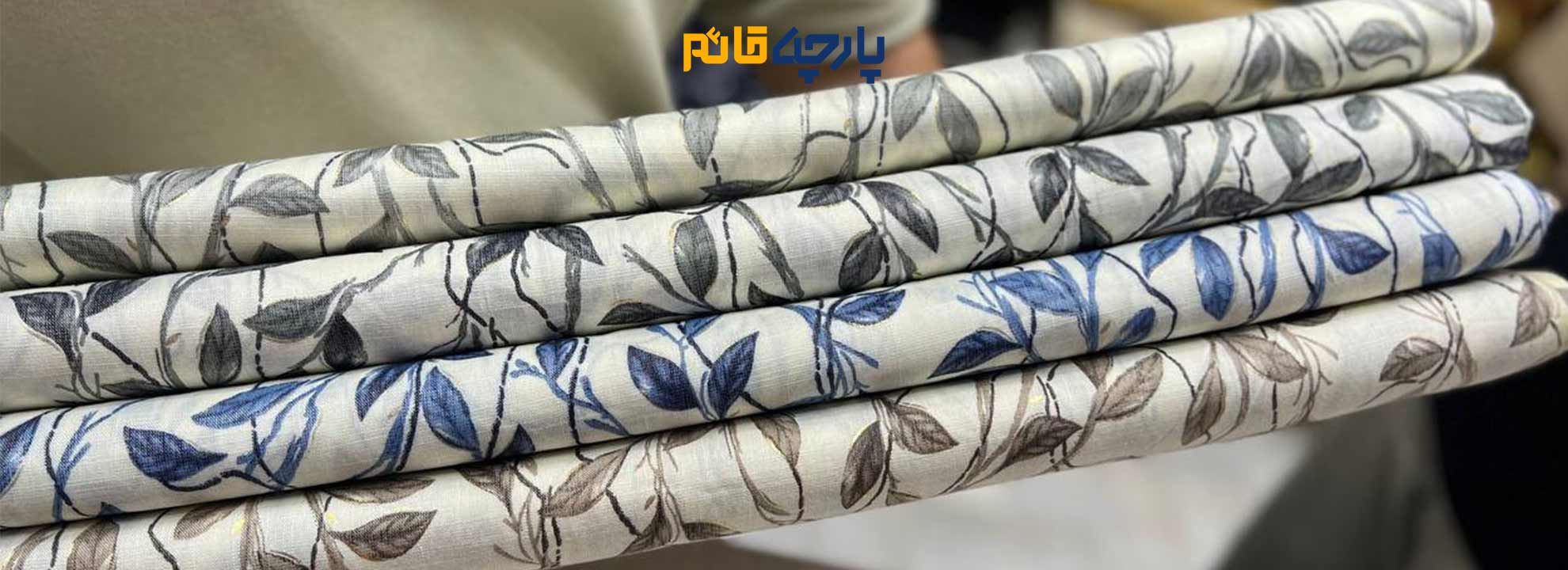 پارچه_نخی_باتیک_هندی_گل_و_برگ_طوسی_سورمه_ای_قهوه_ای