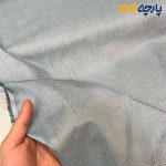 پارچه مردانه پیراهنی مردانه ساده تترون تایلندی بافت خاویاری درشت رنگ سبز نقره ای خاص