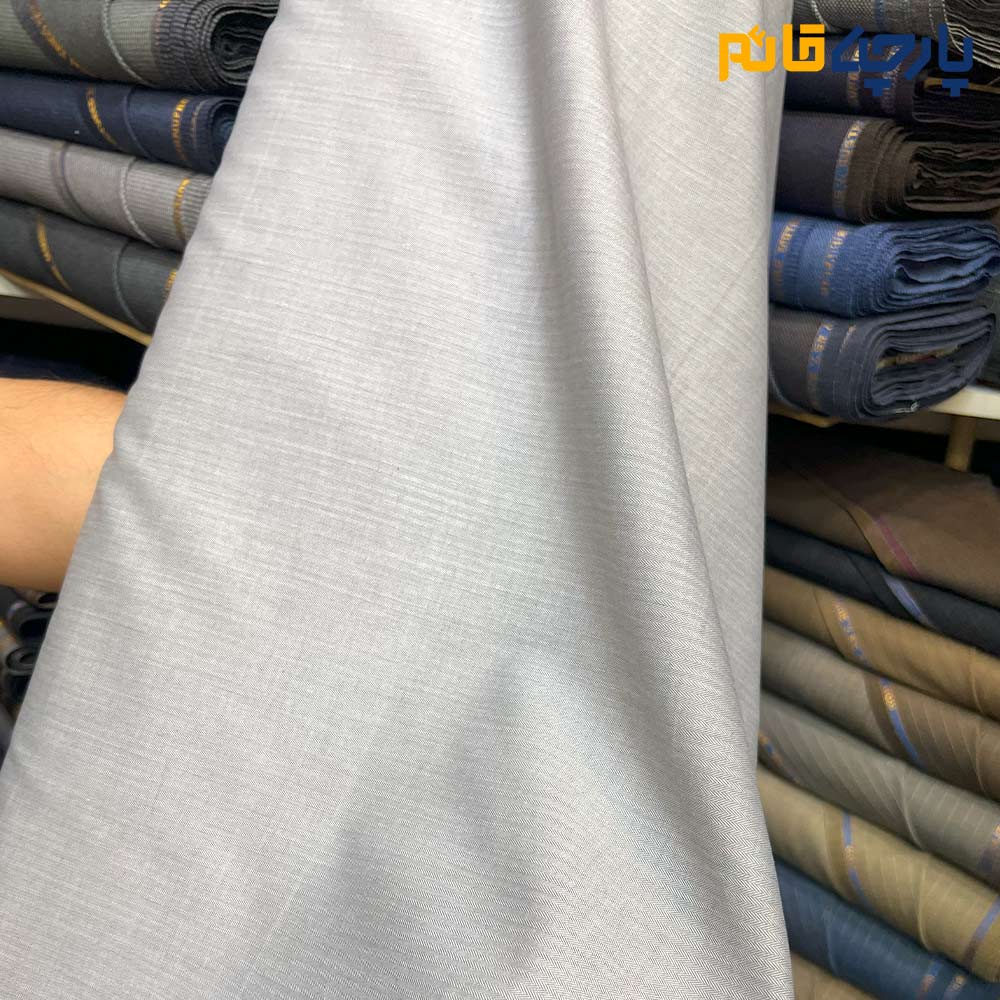 پارچه مردانه پیراهنی مردانه ساده تترون تایلندی بافت خاویاری درشت رنگ طوسی نقره ای خاص