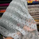 پارچه مجلسی دانتل ایتالیایی رنگ سبز آبی روشن خاص طرح خطی و زیگزال متوسط