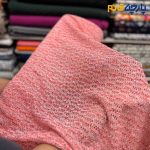 پارچه مجلسی دانتل ایتالیایی رنگ صورتی سرخابی روشن طرح ریز و ظریف