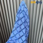 پارچه مجلسی تور کتان طرح مربع رنگ آبی