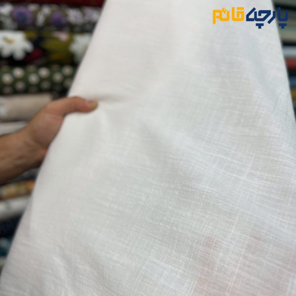 پارچه لینن ساده کروکه بافت رنگ سفید
