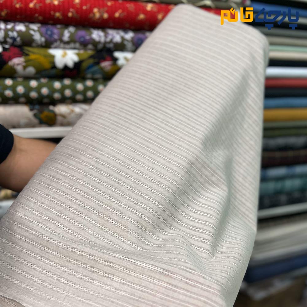 پارچه لینن طرحدار طرح از خود کره ای رنگ کرم روشن