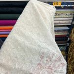 پارچه مجلسی تور کتان طرح دایره ای رنگ کرم نچرال (طبیعی) عرض۱۴۵