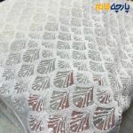 پارچه مجلسی تور کتان طرح داماس رنگ سفید