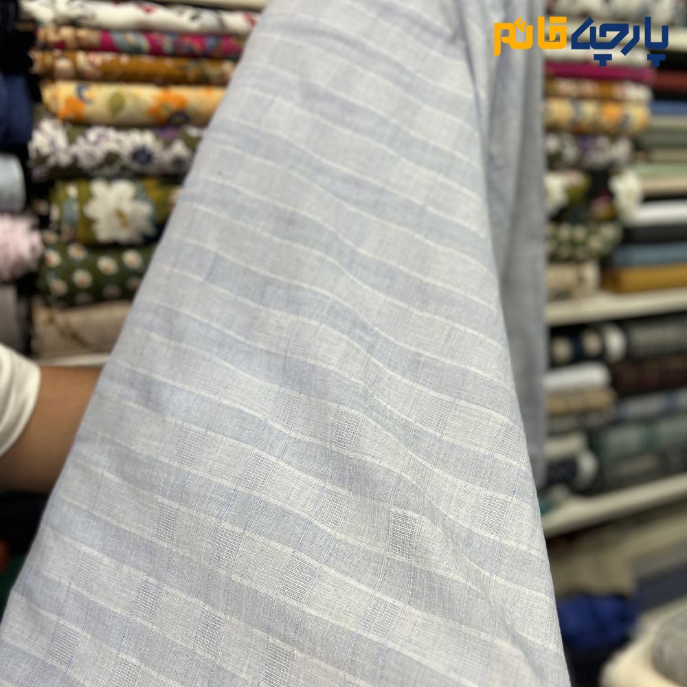پارچه بهاره و تابستانه وال طرحدار طرح از خود طرح مربعی رنگ شیری