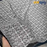 پارچه بهاره و تابستانه میسونی بهاره کشی طرح ریز رنگ مشکی نقره ای