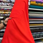 پارچه بهاره و تابستانه وال ساده نخ آلمانی رنگ قرمز شاد هندونه ای