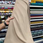 پارچه بهاره و تابستانه وال ساده نخ آلمانی رنگ کرم نسکافه ای متوسط