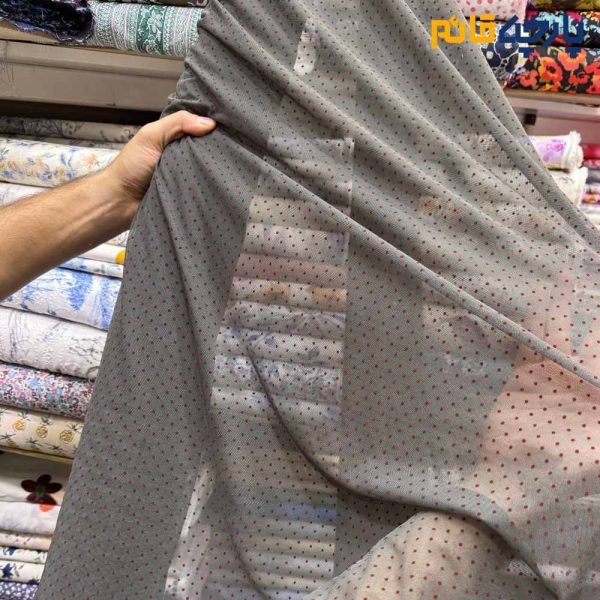 پارچه مجلسی دانتل کره کشی خالدار رنگ زرشکی